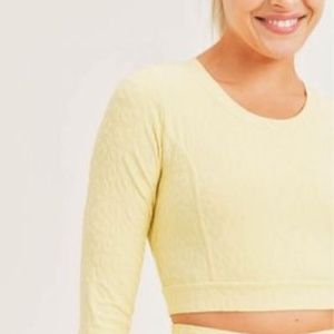 New Womens Mono B Long Sleeve Crop Top Workout Top